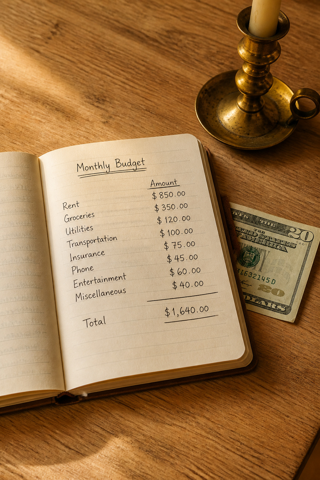 Budget planning notebook for a thrifted eclectic dining room with estimated costs