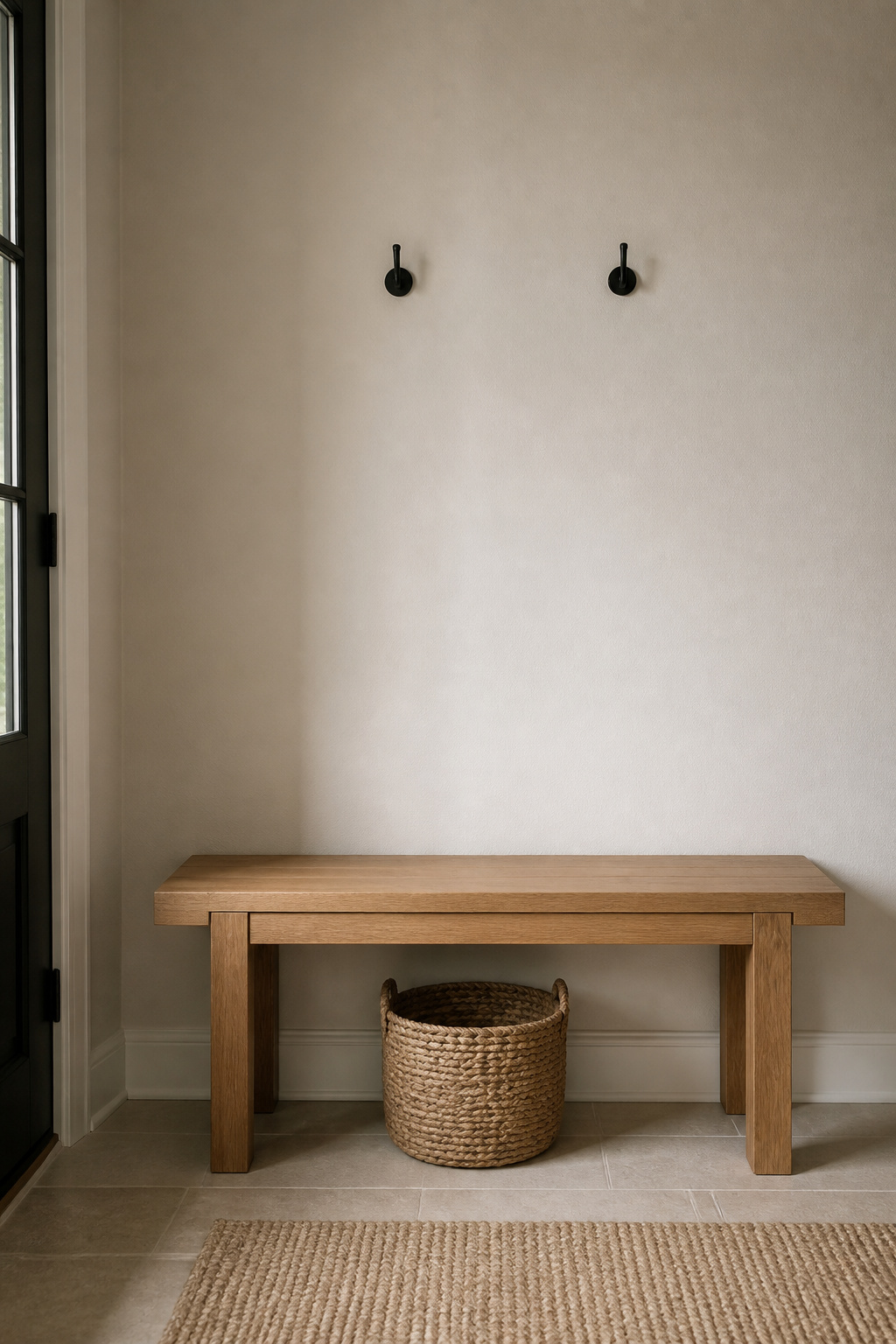 Simplified entryway drop zone with fewer, higher-quality storage components