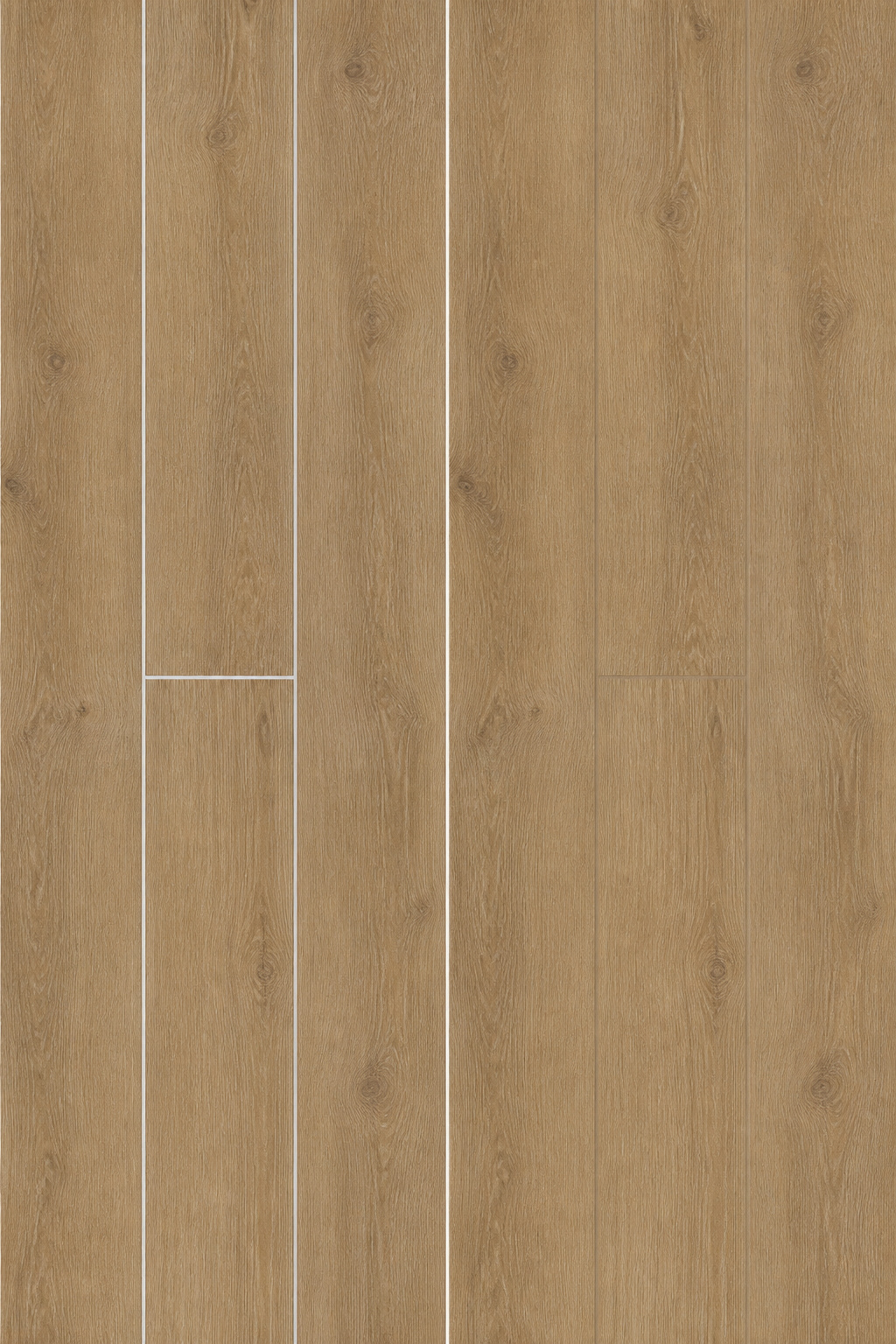 Side-by-side comparison of white versus mid-tone taupe grout with the same oak wood-look porcelain plank tile