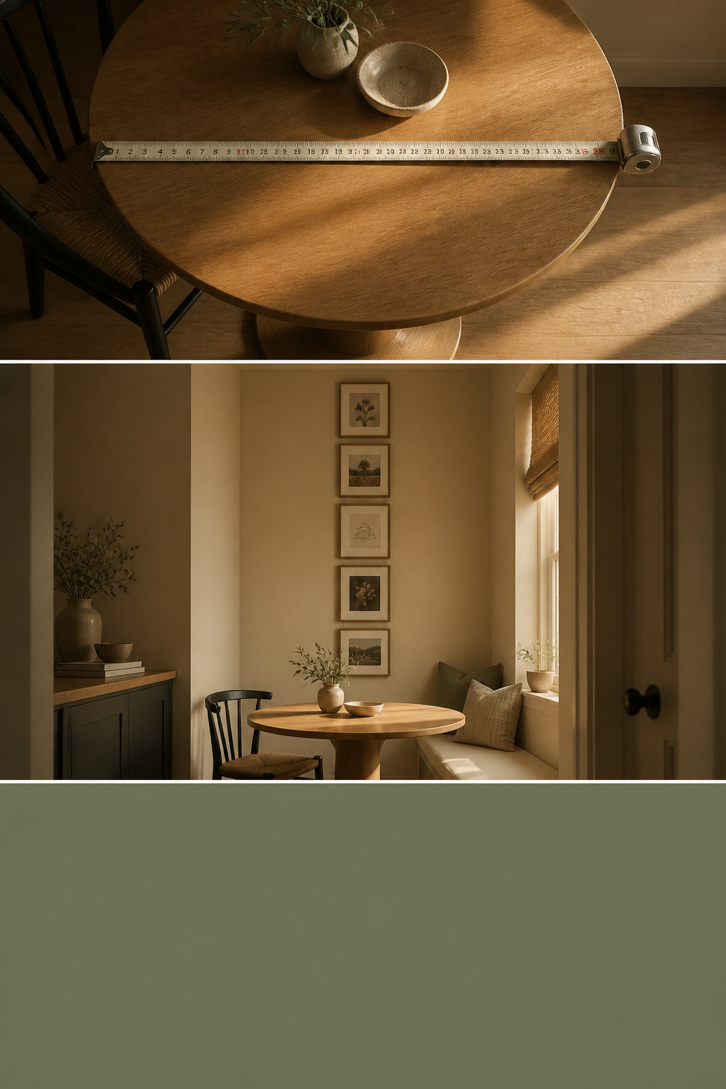 Pinterest step guide to decorating a small eclectic dining room — table sizing, vertical gallery wall, and the editing discipline that keeps it collected